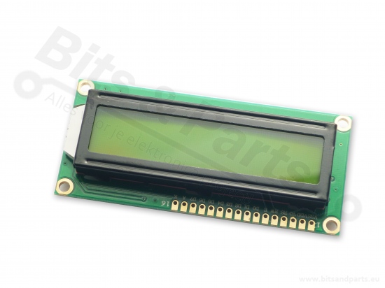Display LCD HD44780 - 16x2 zwart op geel-groen met I2C interface